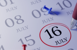 July 16 circled on calendar